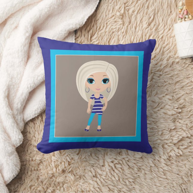 Coussin Dessin d'une femme Throw Pillow (Couverture)