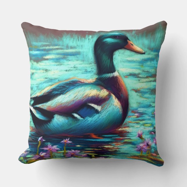 Coussin Dessin dur Pastel Canard (Recto)