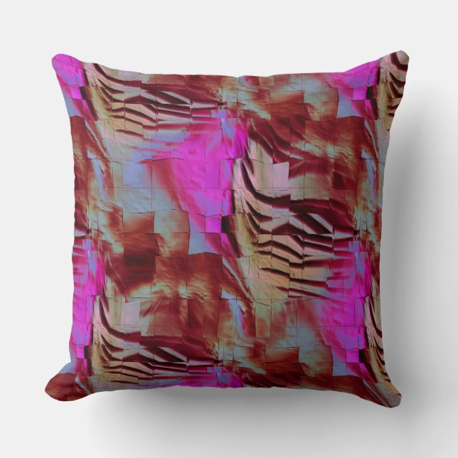 Coussin dessin en mosaïque Abstraite de rose rustique et r (Recto)