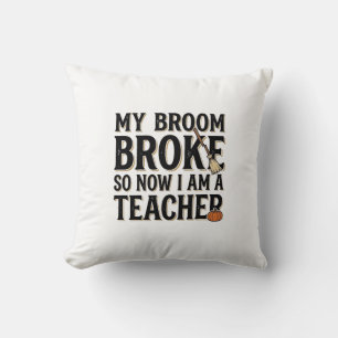 Coussin Dessin Halloween Vintage Prof Sympa Balai Cassé