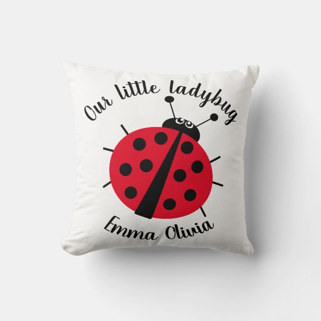Coussin Dessin humoristique Ladybug rouge blanc (Recto)