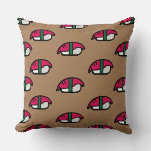 Coussin Dessin Kawaii Sushi, Riz de Poisson et Algues