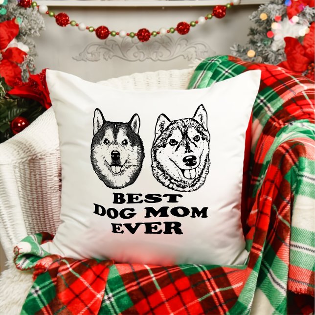 Coussin Dessin main de deux chiens Noël personnalisé (Créateur téléchargé)