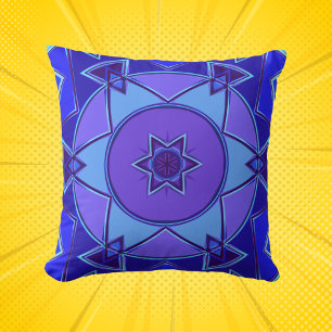 Coussin Dessin Mandala bleu et violet