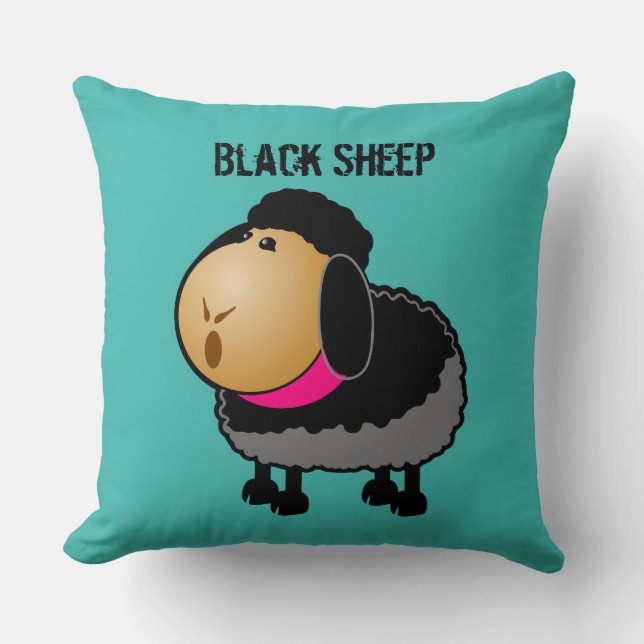 Coussin Dessin mignon en mouton noir (Recto)