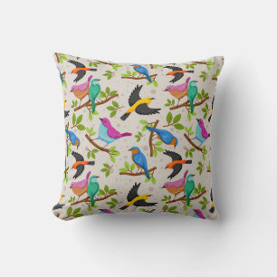 Coussin Dessin mignon et coloré de plusieurs oiseaux de pr