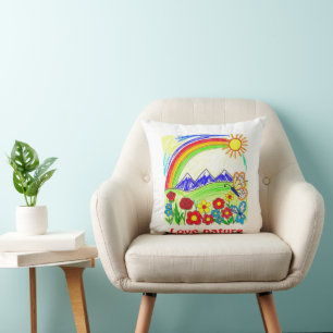Coussin Dessin naturel coloré pour les amoureux de la natu