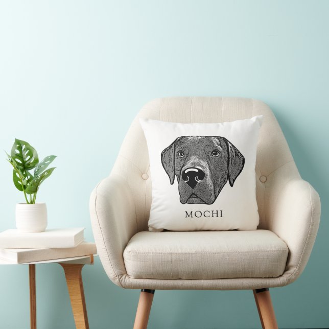 Coussin Dessin personnalisé à la main du chien du Labrador (Chaise)