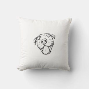 Coussin dessin pitbull simple amoureux des chiens noir bla