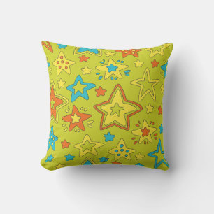 Coussin Dessin pop étoile à main coloré Doodle brillant