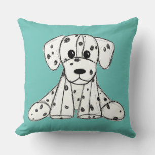 Coussin Dessin simple de contour de chien en peluche dalma