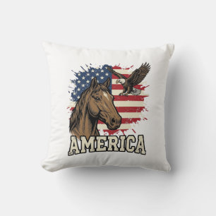 Coussin Dessin vectoriel patriotique de l'aigle de cheval 