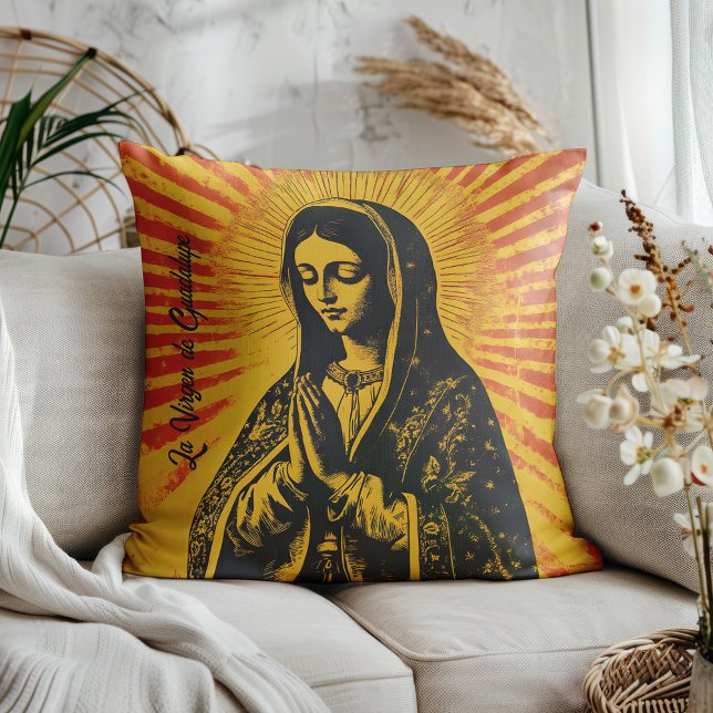 Coussin Dessin Virgen de Guadalupe (Perfect for those who love mixing tradition with bold, artistic vibes!)
