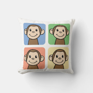 Coussin Dessins animés avec 4 singes heureux