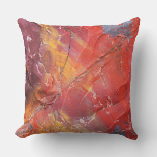Coussin Détail de bois pétrifié rouge, Arizona