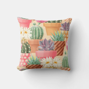 Coussin Détaillé succulent, cactus motif sans soudure.