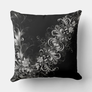Coussin Détails argentés élégants noirs