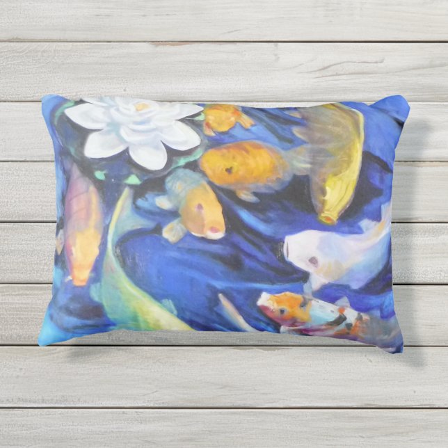 Coussin d'été Koi Outdoor Accent 16" x 12" (Dos)