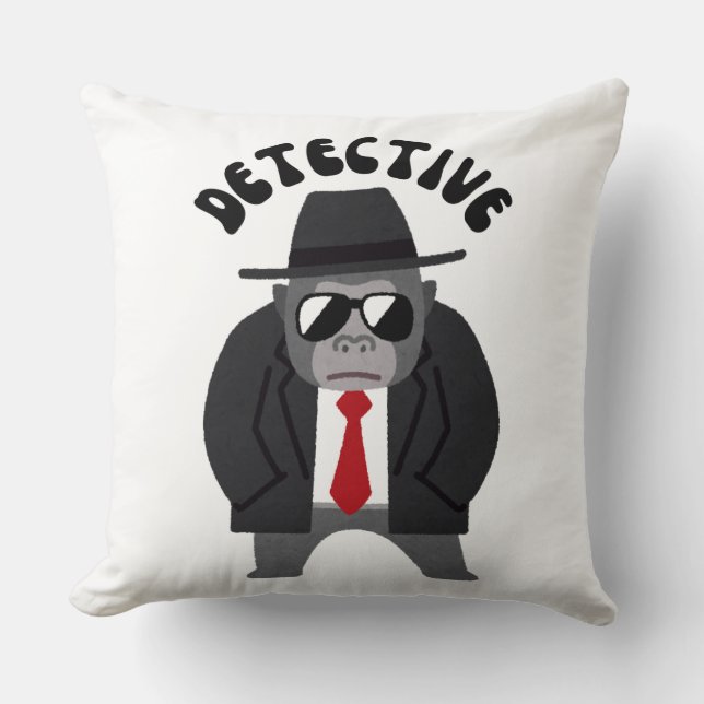 Coussin Detective Gorilla Throw Pillow – Bold Throw Pillow (Recto)