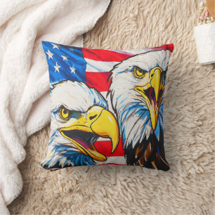 Coussin Deux aigles qui parlent - Drapeau américain et aig