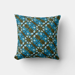 Coussin Deux blues de minuscules nuages dorés globes motif