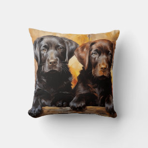 Coussin Deux chiots labrador