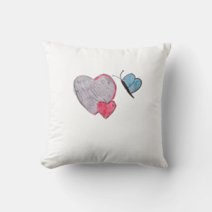 Coussin Deux coeurs avec papillon