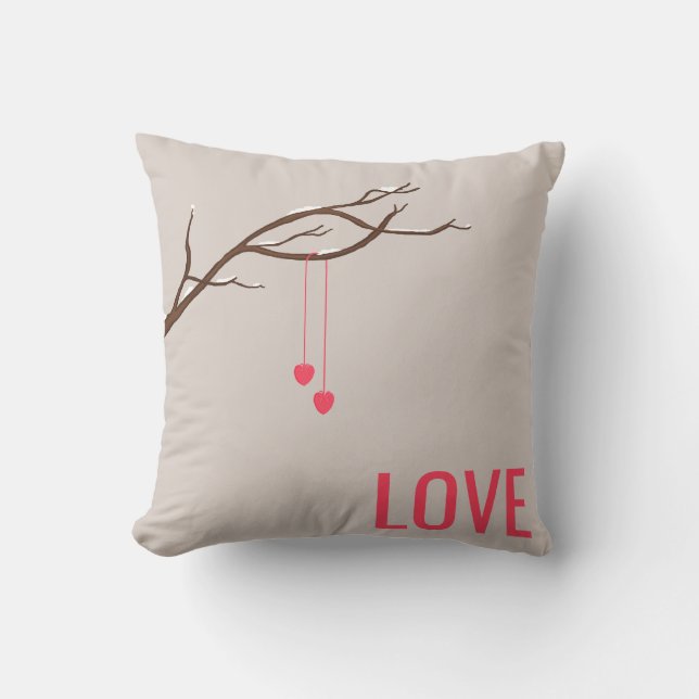 Coussin Deux Coeurs dans un arbre La Saint Valentin (Recto)