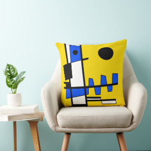 Coussin Deux Côtés De L'Ethnicité Jaune Bleu Noir Blanc
