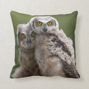 Coussin Deux grands hiboux à cornes de bébé