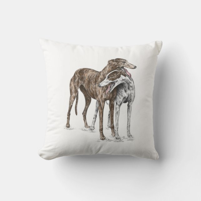 Coussin Deux Greyhound Friends Dog Art (Recto)