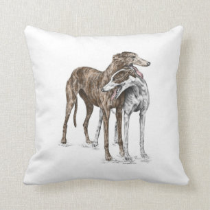 Coussin Deux Greyhound Friends Dog Art
