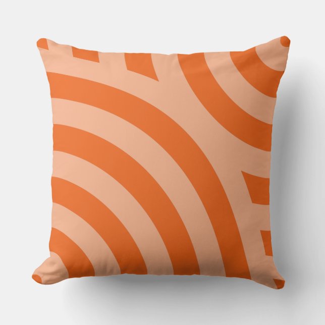 Coussin Deux - Motif d'onde rayé orange tonique (Recto)