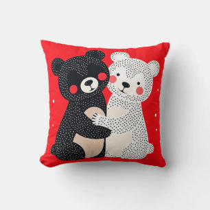 Coussin 🧸 Deux ours de dessin animé Cadeau de décoration 