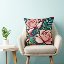 Coussin Deux Roses : Un Arrangement Floral Spectaculaire