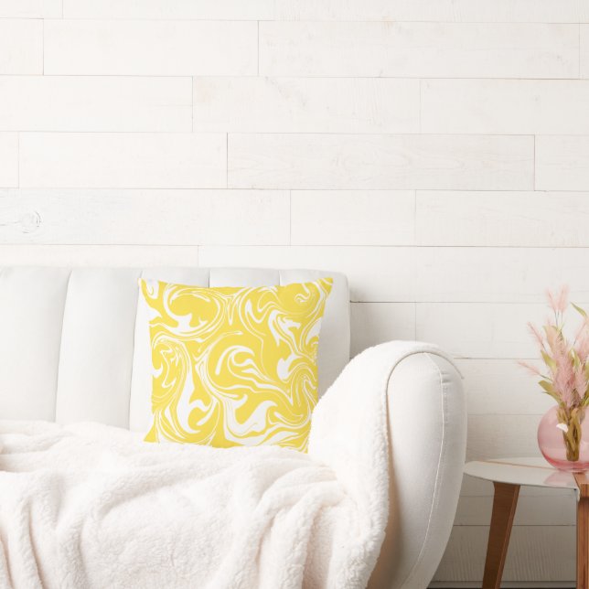 Coussin Déversement - Citron jaune et blanc (Canapé)