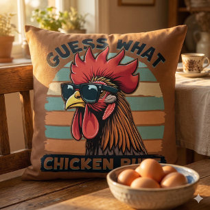Coussin Devinez Quel Beurre De Poulet Drôle Rooster Rétro