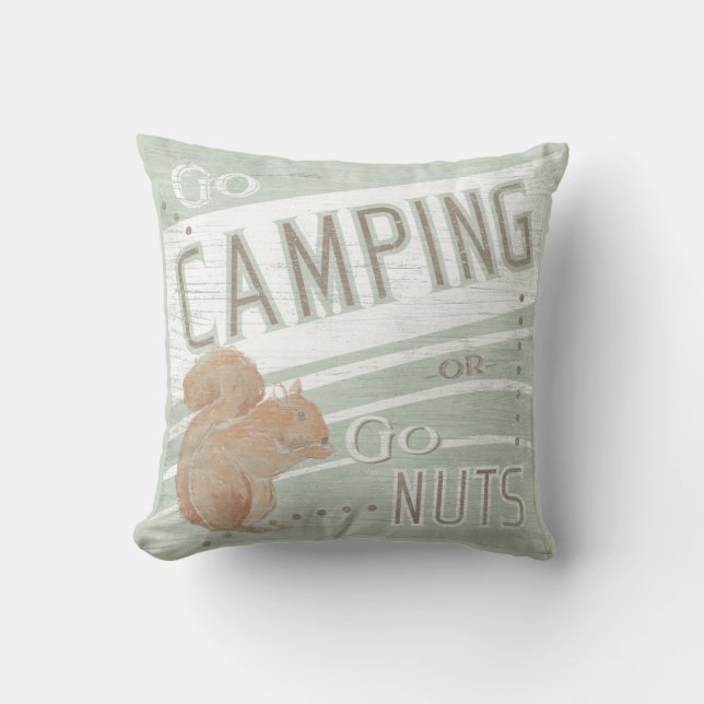 Coussin Devis | Aller En Camping, Ou Aller Nuts (Recto)