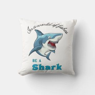 COUSSIN DEVIS DE REQUINS, AMUSANT, STYLE DE CARTOON