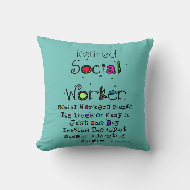 Coussin Devis du travailleur social à la retraite   (Recto)