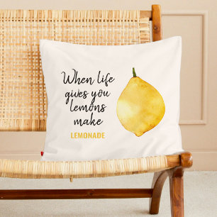 Coussin Devis jaune citron amusant