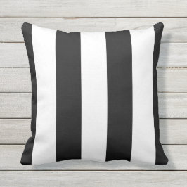 Coussin d'extérieur à rayures noir et blanc pour a