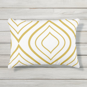 Coussin D'extérieur Abstract geometrical, white and gold