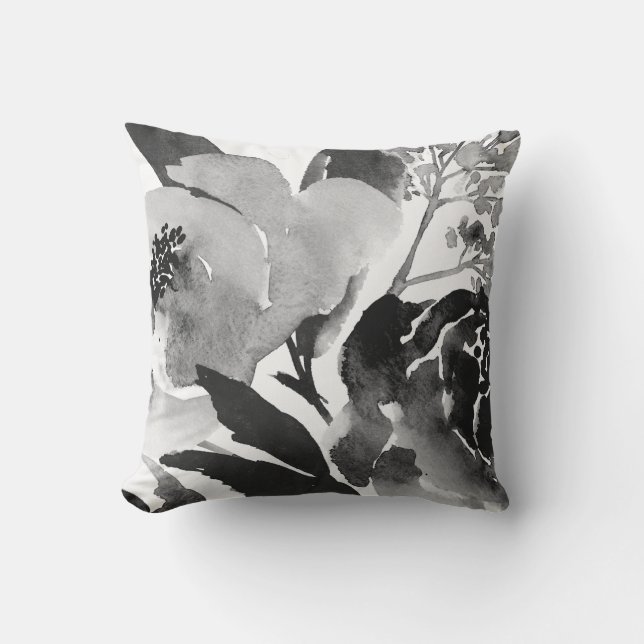 Coussin D'extérieur Accent extérieur floral noir et blanc/carreau (Recto)
