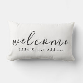 Coussin D'extérieur Accueil et adresse simples | Script | Blanc