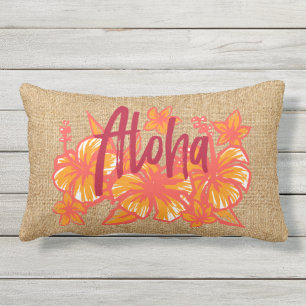 Coussin D'extérieur Aloha Kakahiaka Hawaiian Hibiscus Faux Grass
