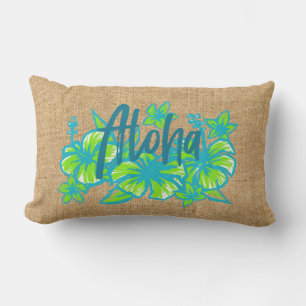 Coussin D'extérieur Aloha Kakahiaka Hibiscus hawaïen Faux Tissu d'herb