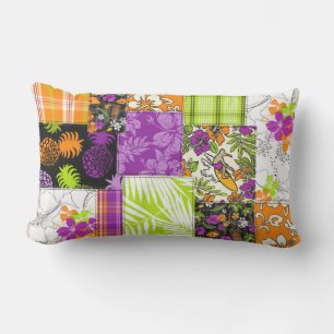 Coussin D'extérieur Aloha Patchwork Hawaiian Tropical Prints - Violet