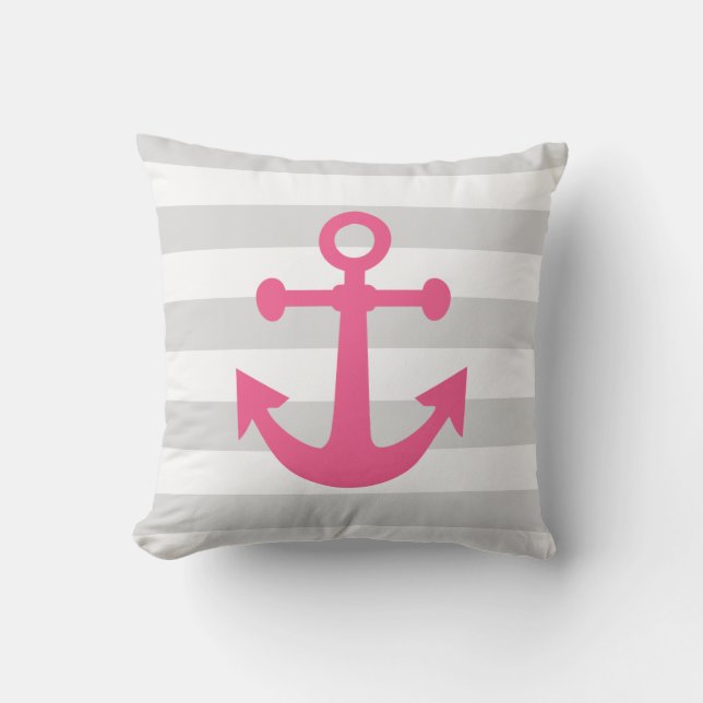 Coussin D'extérieur Ancre rose gris marine (Recto)