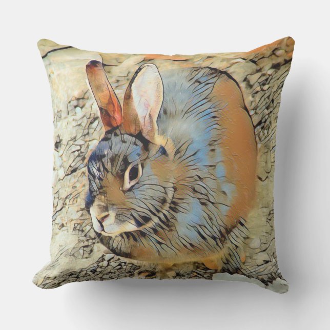 Coussin D'extérieur Animal impressionnant - lapin (Recto)